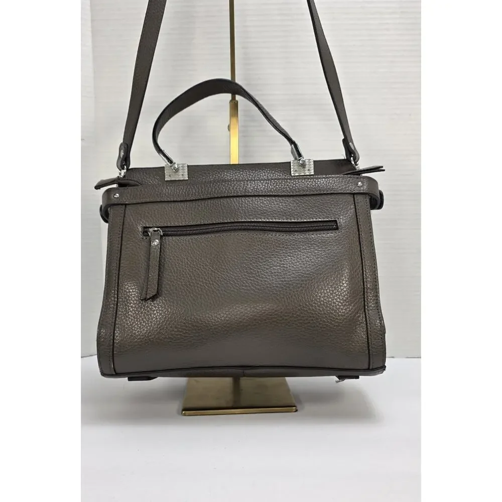 Gerard Henon Gray Leather‎ Handbag Satchel Shoulder Bag